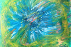 12.Soleil aux reflets bleus (D : 37cm x 46cm    Prix=120 €)