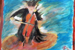 02.Violoncelliste (D : 30cm x 42cm    Prix=100 €)