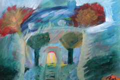 07.Maison bleue (D : 30cm x 42cm    Prix=100 €)