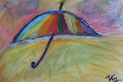 13.Balade du parapluie (D : 30cm x 42cm    Prix=100 €)