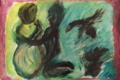 24.Couple vert et noir  (D : 30cm x 42cm    Prix=100 €)